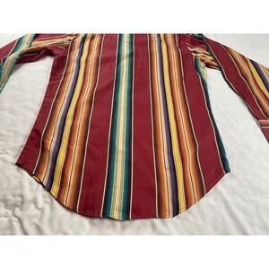 Wrangler 1947 Mens Western Snap Shirt Multi Color Stripe MVW105M Burgundy M